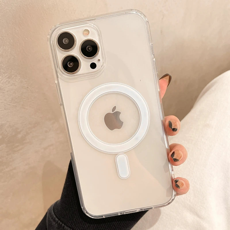 Original For Magsafe Magnetic Wireless Charging Case For iPhone 14 13 12 11 Pro Max Mini X XR XS 7 8 Plus SE HD Clear Hard Cover