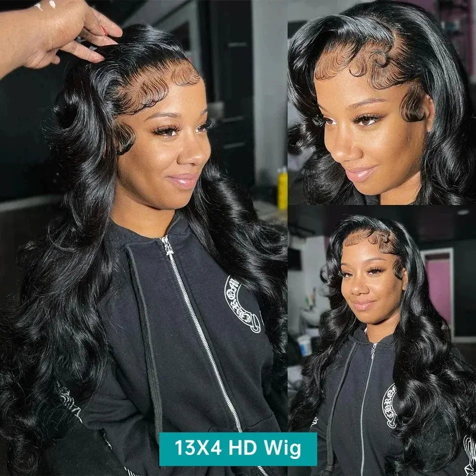 13x6 HD Lace Frontal Wig, 100% Human Hair, Brazilian Body Wave, 30-40 Inches, Pre-Plucked