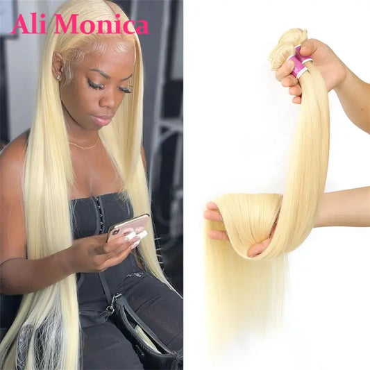 Alimonica Bundles Honey 613 Blonde Remy Brazilian Straight Hair Weave Weft Remy Human Hair Bundles 8 - 40 Inch Free Shipping