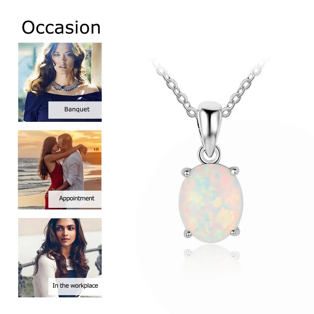 Elegant Milky Opal Pendant & Necklace Set
