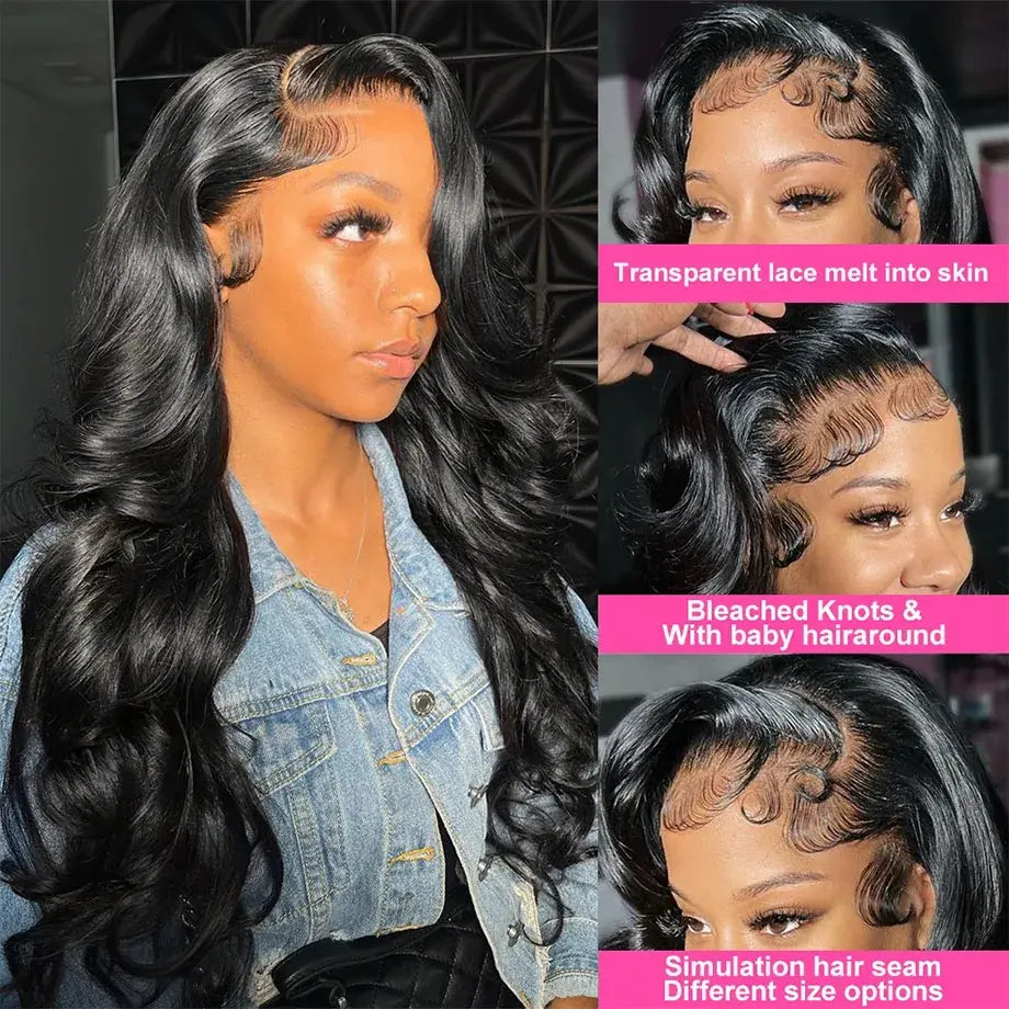 13x6 HD Lace Frontal Wig, 100% Human Hair, Brazilian Body Wave, 30-40 Inches, Pre-Plucked
