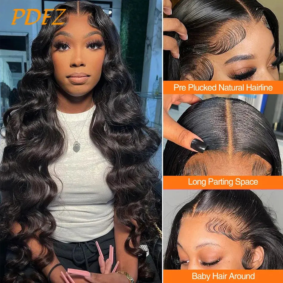 Body Wave Human Hair Lace Front Wig - 13x4 HD Lace, 180% Density, Glueless, Preplucked